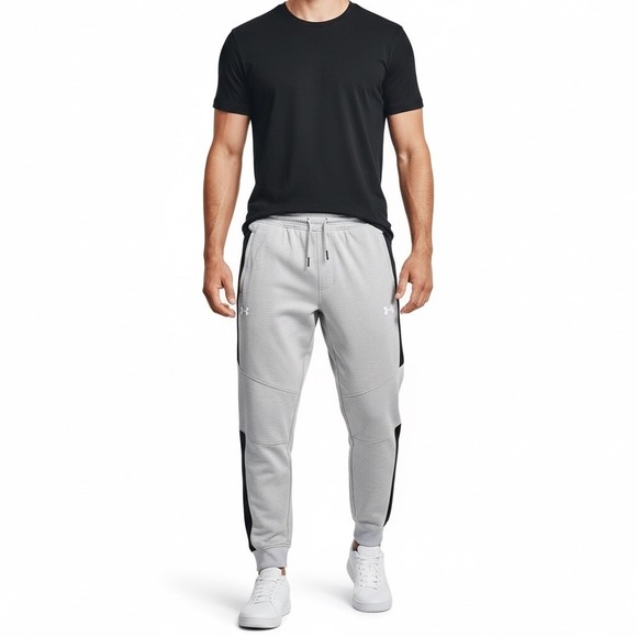 Under Armour Joggers Mens XXL Grey Black ColdGear Fitted Pants Drawstring - Picture 1 of 15